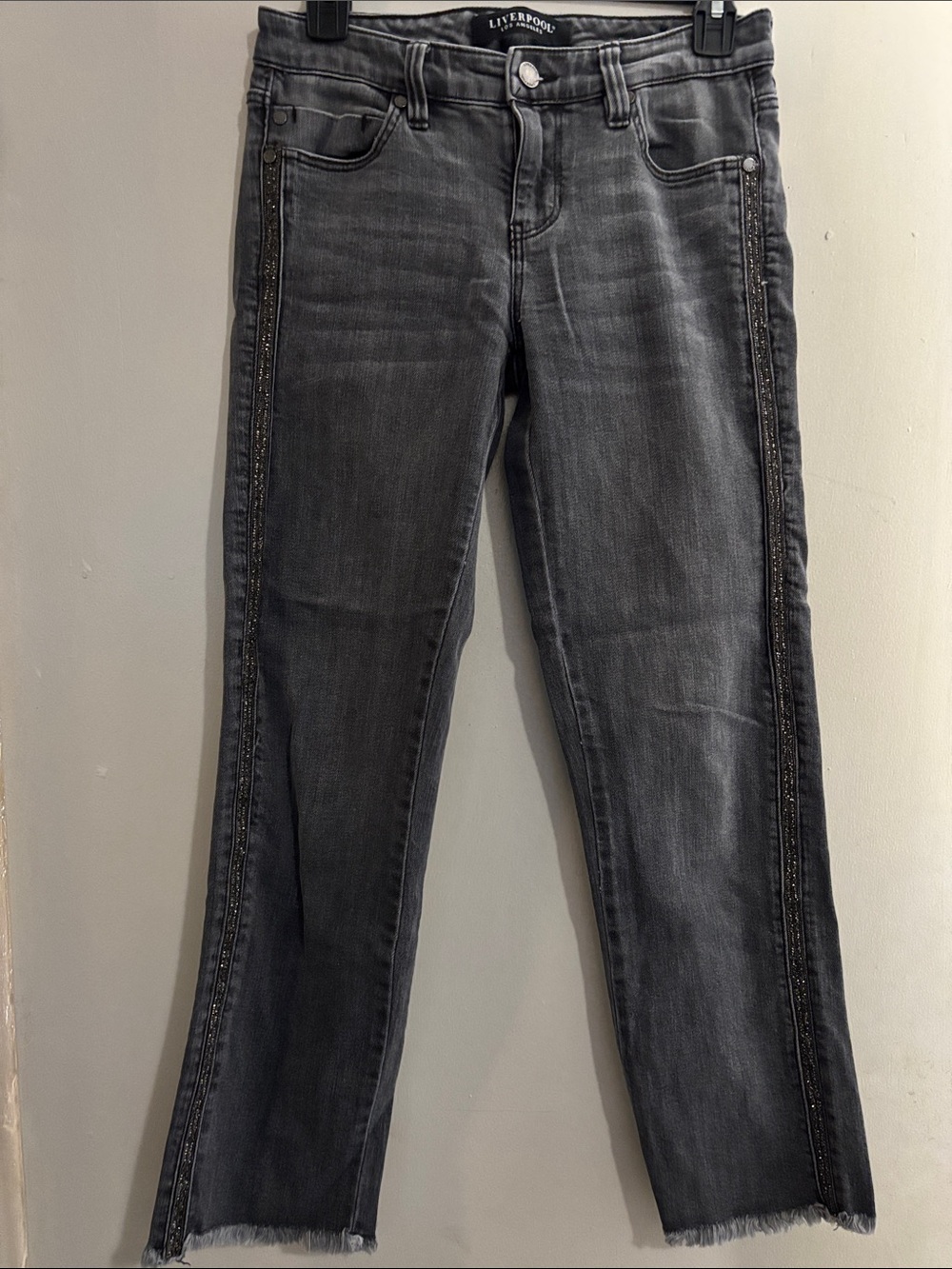 Liverpool Charcoal Straight Leg Jeans with Side Embellishment